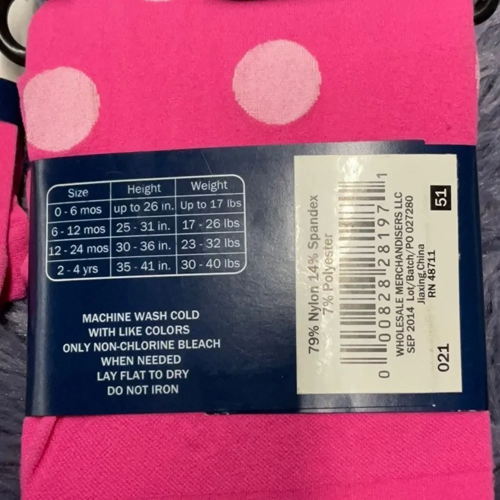 Falls Creek 0-6 & 6-12  Months Pink White Polka Dot Tights - New